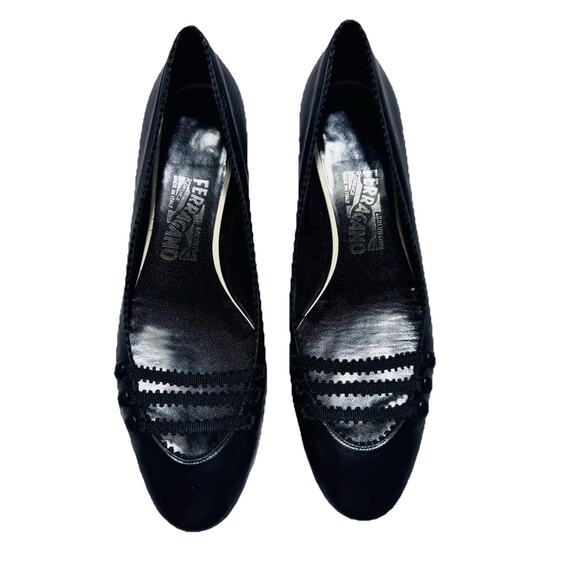 New Salvatore Ferragamo Black Strappy Ballet Flats Shoes 8.5 Italy Designer - Picture 1 of 10